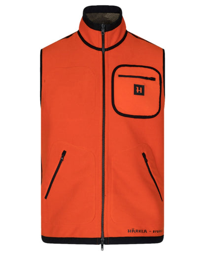 AXIS Limited Edition Orange Coloured Harkila Kamko Pro Edition Reversible Hi-Vis Waistcoat on white background #colour_axis-limited-edition-orange