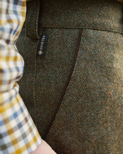 Forest Green Herringbone Coloured Harkila Kenmore GTX Breeks on white background #colour_forest-green-herringbone