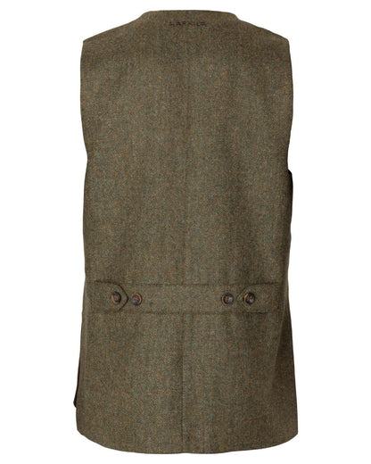 Forest Green Herringbone coloured Harkila Kenmore Shooting Waistcoat on white background #colour_forest-green-herringbone