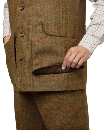 Terragon Brown Coloured Harkila Kenmore Shooting Waistcoat on white background #colour_terragon-brown