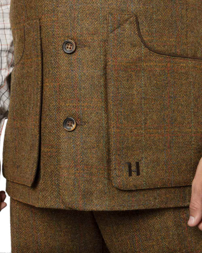 Terragon Brown Coloured Harkila Kenmore Shooting Waistcoat on white background #colour_terragon-brown