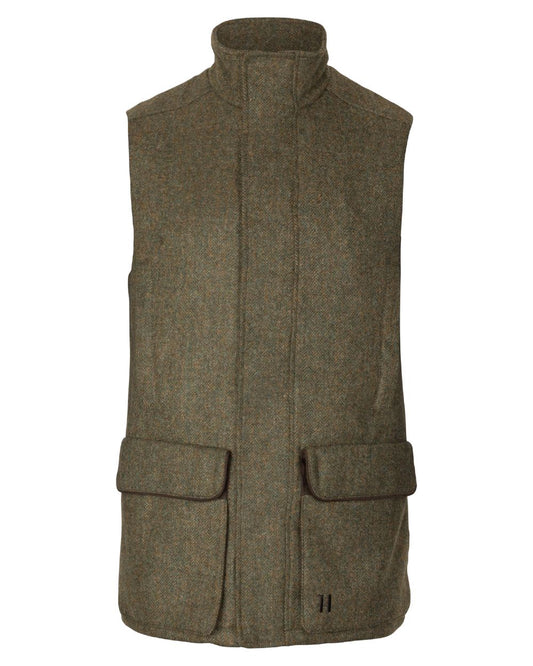 Forest Green Herringbone Coloured Harkila Kenmore Waistcoat on white background #colour_forest-green-herringbone
