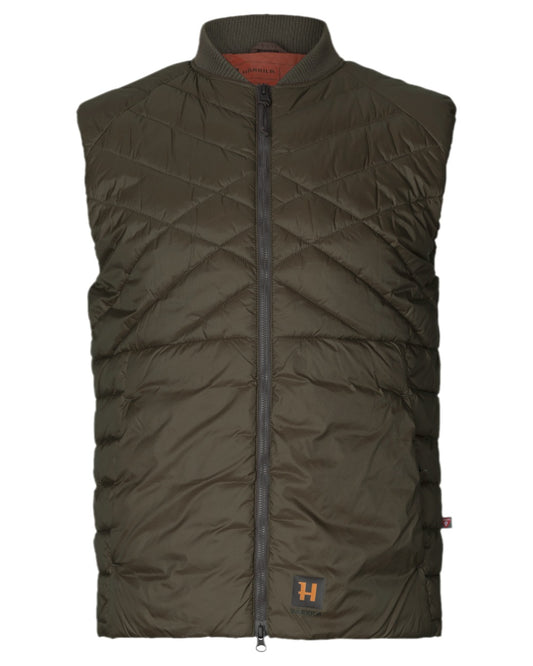 Willow Green Coloured Harkila Logmar Insulated Packable Waistcoat on white background #colour_willow-green