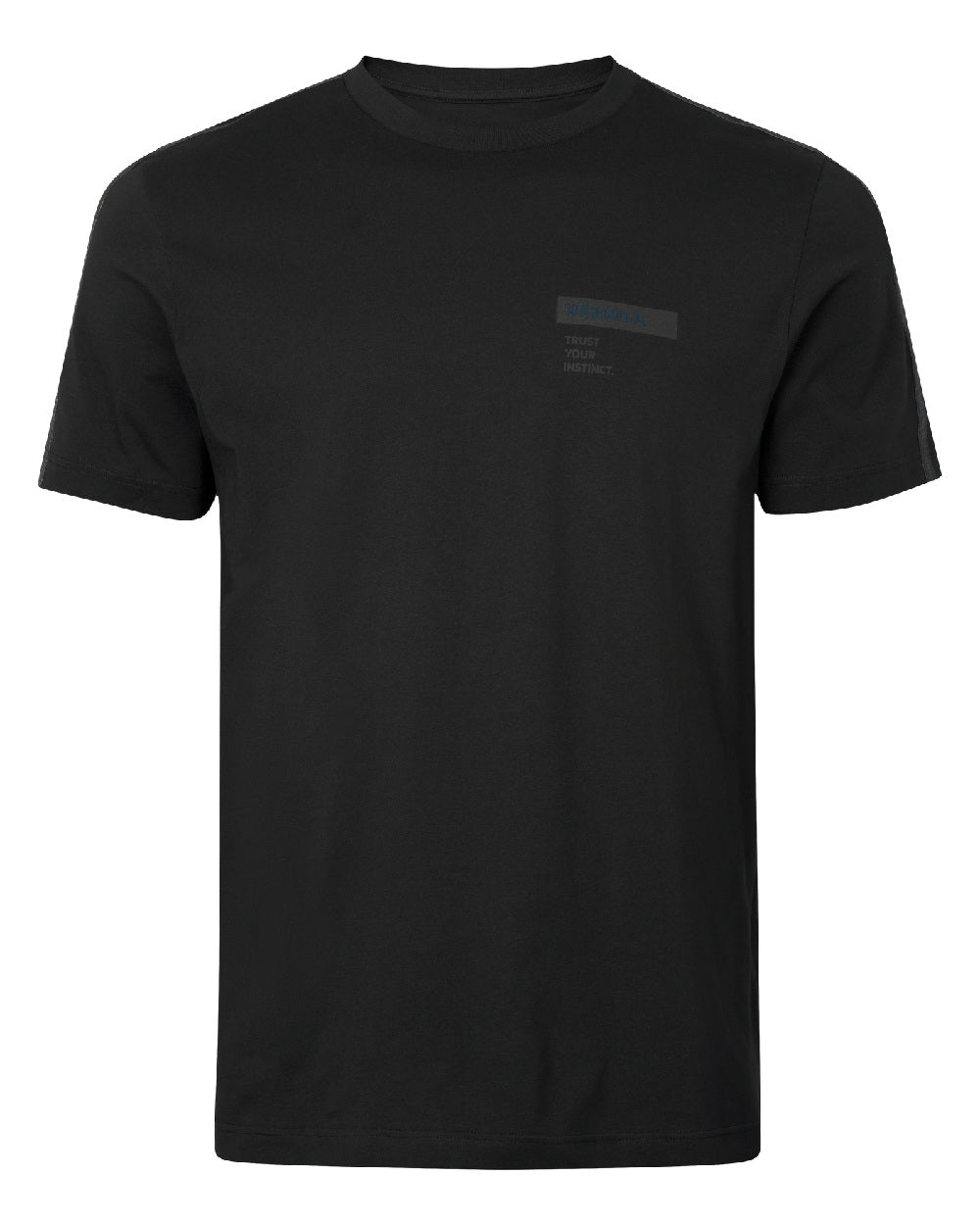 Shadow Brown/Tarmac coloured Harkila Logo Band Short Sleeve T-Shirt on white background #colour_shadow-brown-tarmac