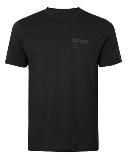 Shadow Brown/Tarmac coloured Harkila Logo Band Short Sleeve T-Shirt on white background #colour_shadow-brown-tarmac