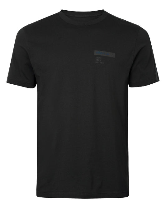 Shadow Brown/Tarmac coloured Harkila Logo Band Short Sleeve T-Shirt on white background #colour_shadow-brown-tarmac