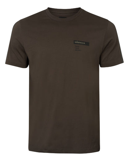 Shadow Brown/Tarmac coloured Harkila Logo Band Short Sleeve T-Shirt on white background #colour_shadow-brown-tarmac
