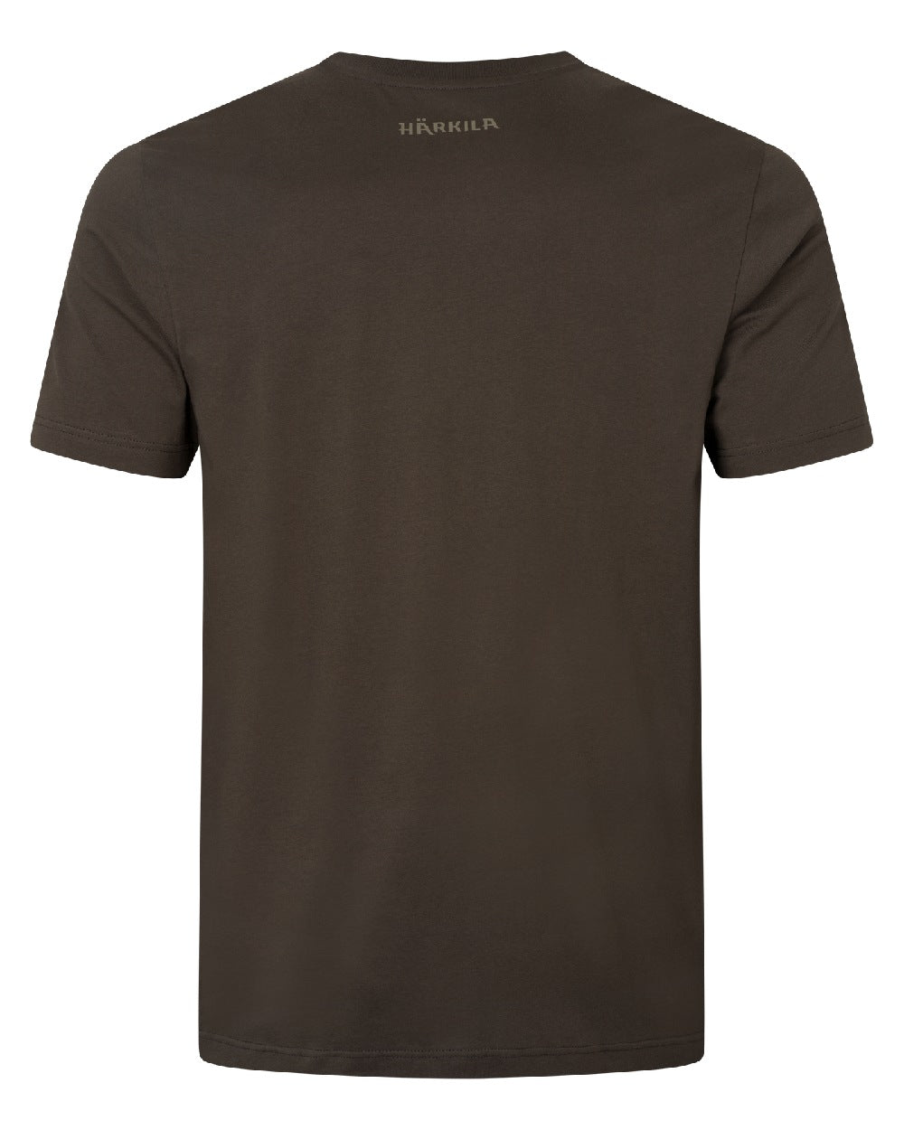 Shadow Brown/Tarmac coloured Harkila Logo Band Short Sleeve T-Shirt on white background #colour_shadow-brown-tarmac