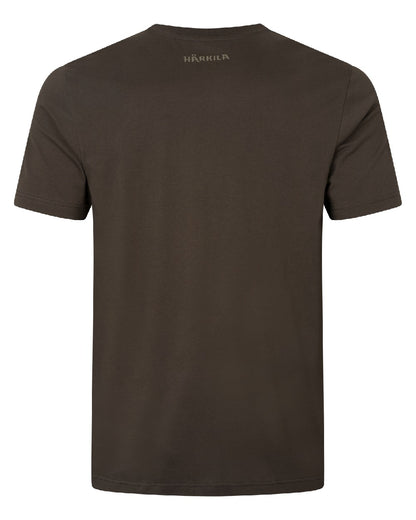 Shadow Brown/Tarmac coloured Harkila Logo Band Short Sleeve T-Shirt on white background #colour_shadow-brown-tarmac