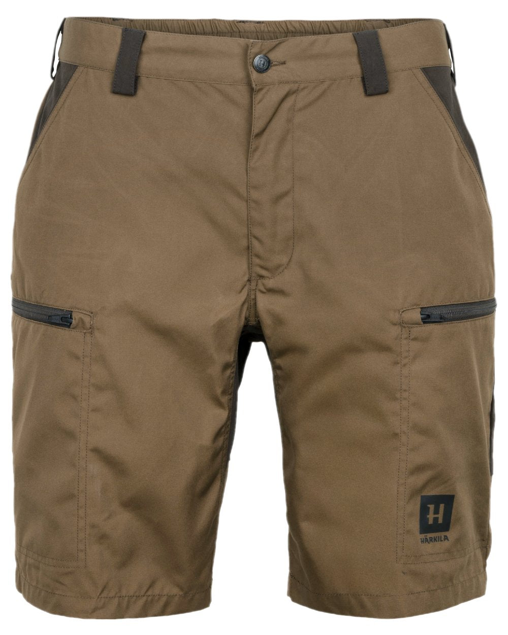 Dark Earth Shadow Brown Coloured Harkila Mens Fjell Shorts on white background #colour_dark-earth-shadow-brown