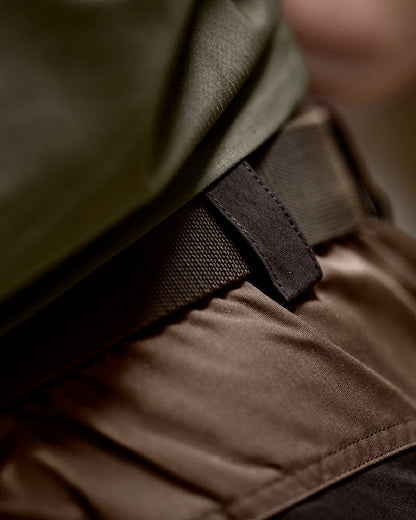 Dark Earth Shadow Brown Coloured Harkila Mens Fjell Shorts on studio background #colour_dark-earth-shadow-brown