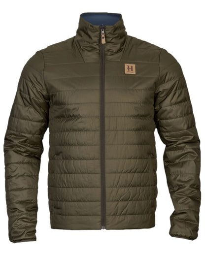 Willow Green Sea Blue Coloured Harkila Mens Kalix HSP Jacket on white background #colour_willow-green-sea-blue