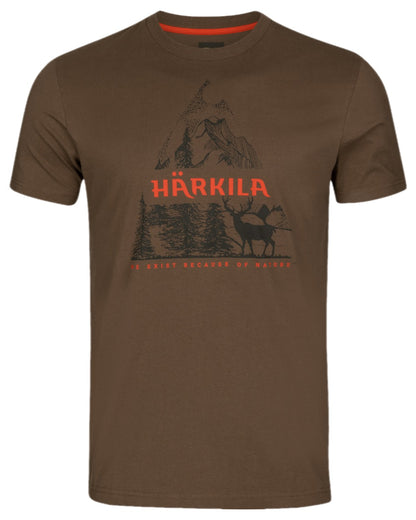 Slate Black Coloured Harkila Mens Nature Short Sleeve T-Shirt on white background #colour_slate-black