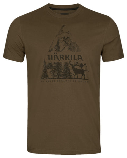 Willow Green Coloured Harkila Mens Nature Short Sleeve T-Shirt on white background #colour_willow-green