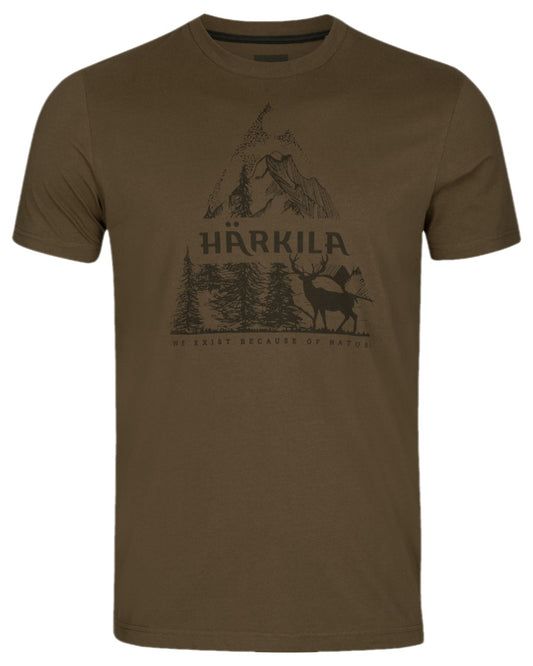 Willow Green Coloured Harkila Mens Nature Short Sleeve T-Shirt on white background #colour_willow-green