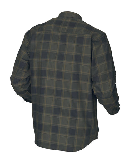 Willow Green Check colour Harkila Metso Active Shirt on white background #colour_willow-green-check