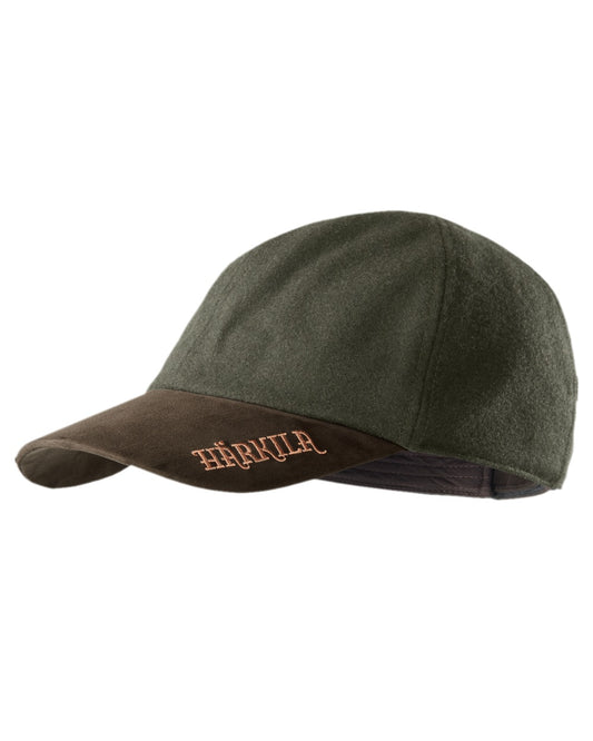 Willow Green Shadow Brown Coloured Harkila Metso Active Cap on white background #colour_willow-green-shadow-brown