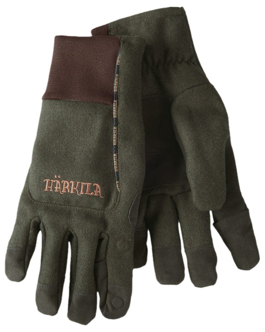 Willow Green Coloured Harkila Metso Active Gloves on white background #colour_willow-green