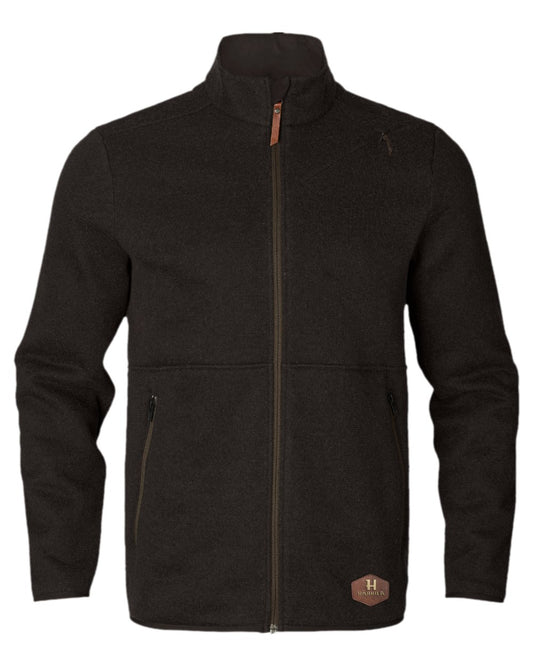 Shadow Brown Coloured Harkila Metso Full Zip Fleece Jacket on white background #colour_shadow-brown