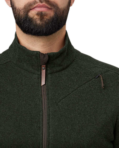 Willow Green Coloured Harkila Metso Full Zip Fleece Jacket on white background #colour_willow-green