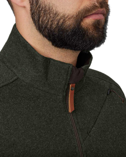 Willow Green Coloured Harkila Metso Full Zip Fleece Jacket on white background #colour_willow-green