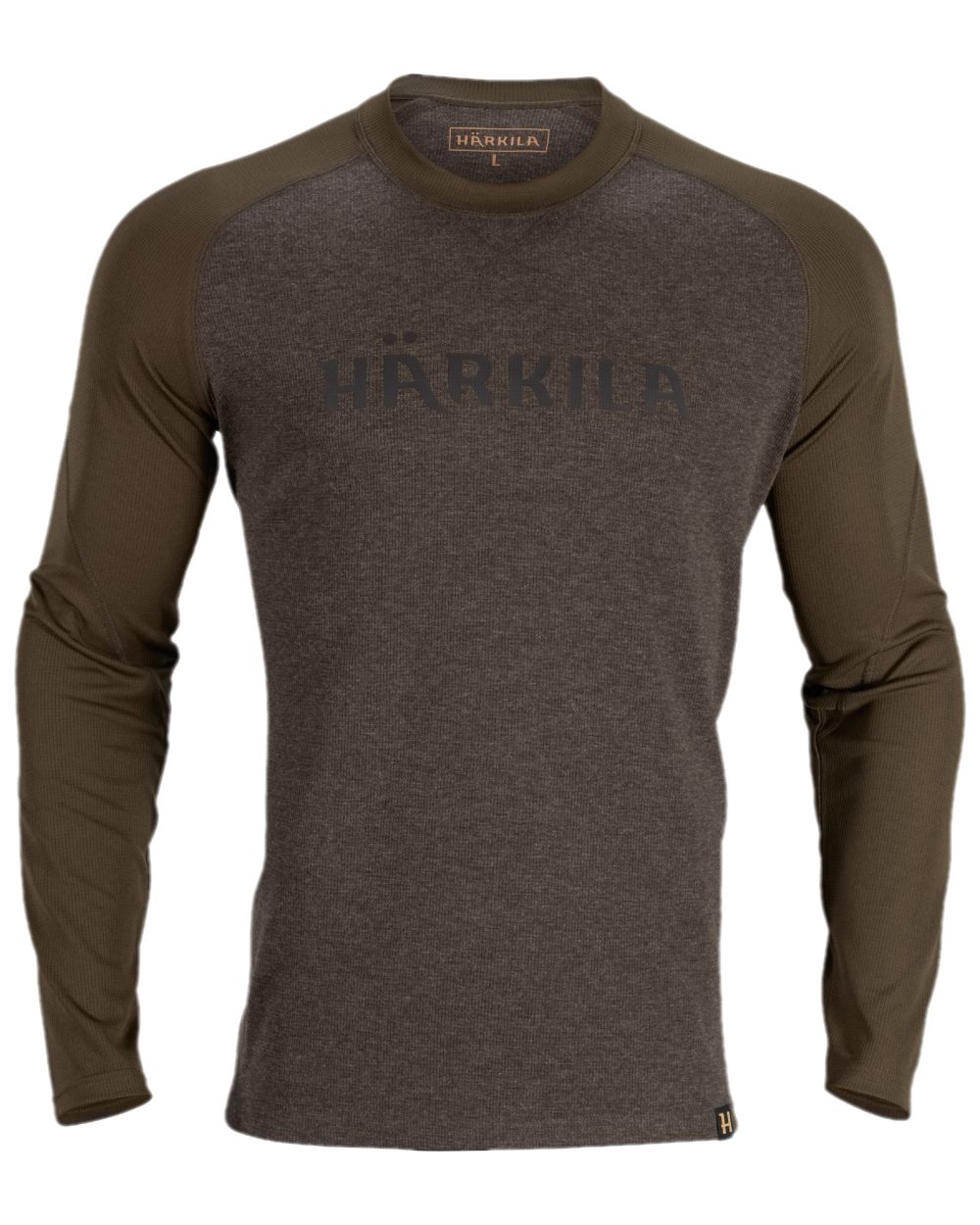 Willow Green Coloured Harkila Metso Long Sleeve T-Shirt on white background #colour_willow-green