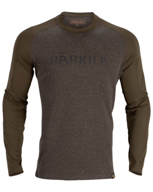 Willow Green Coloured Harkila Metso Long Sleeve T-Shirt on white background #colour_willow-green