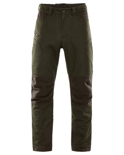 Willow Green Shadow Brown Coloured Harkila Metso Winter Trousers on white background #colour_willow-green-shadow-brown