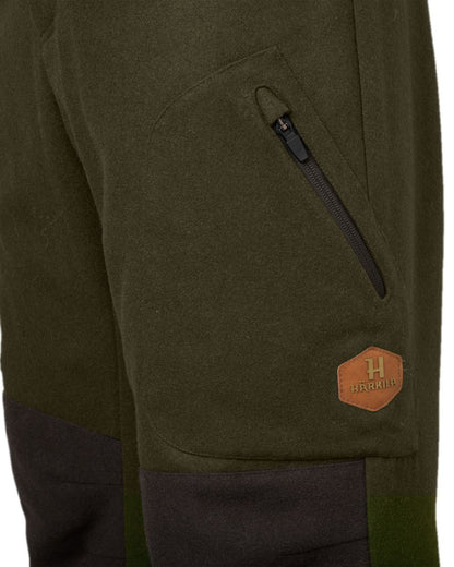 Willow Green Shadow Brown Coloured Harkila Metso Winter Trousers on white background #colour_willow-green-shadow-brown