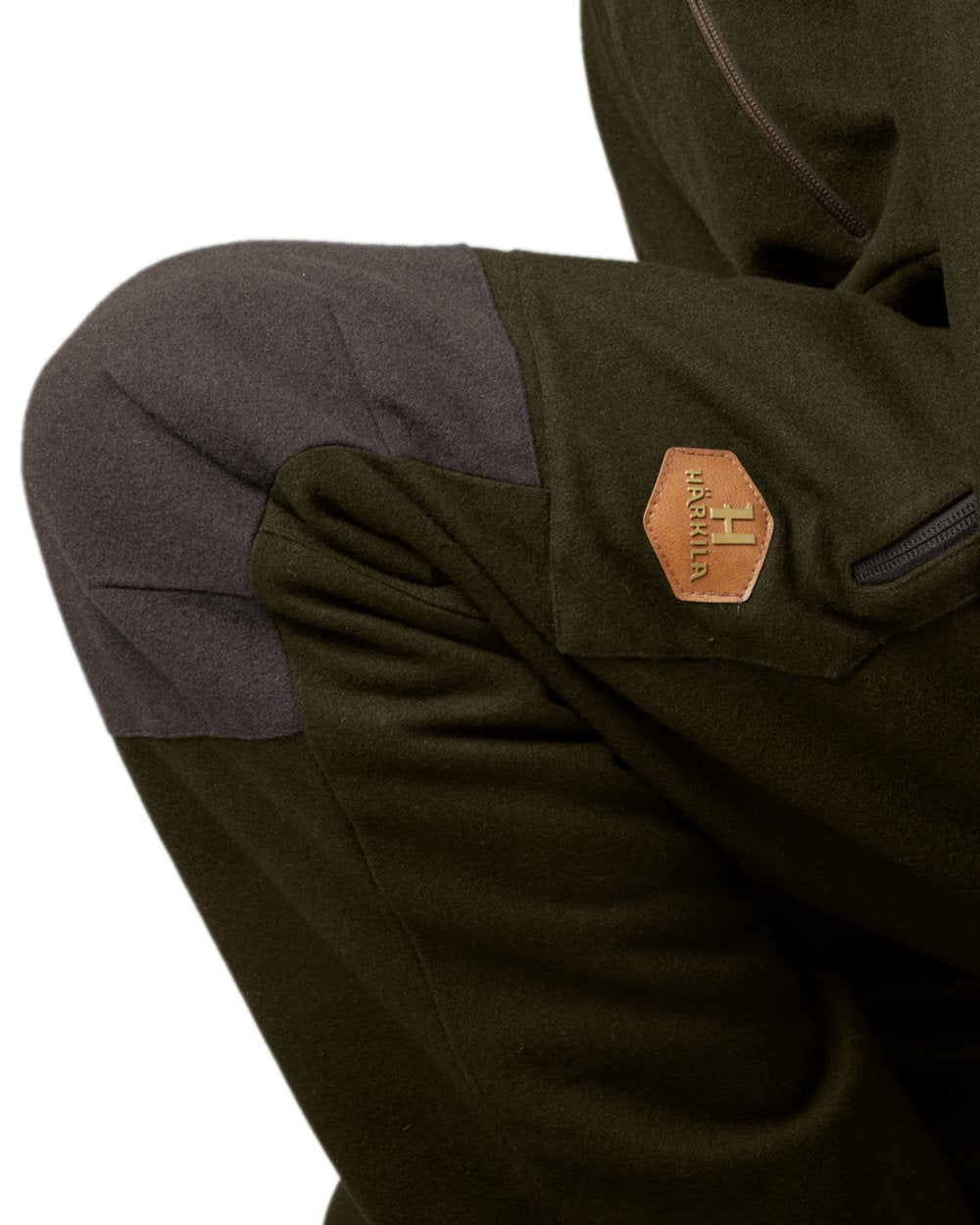 Willow Green Shadow Brown Coloured Harkila Metso Winter Trousers on white background #colour_willow-green-shadow-brown
