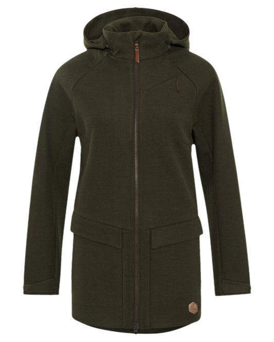 Willow Green Coloured Harkila Metso Womens Hybrid Jacket on white background #colour_willow-green
