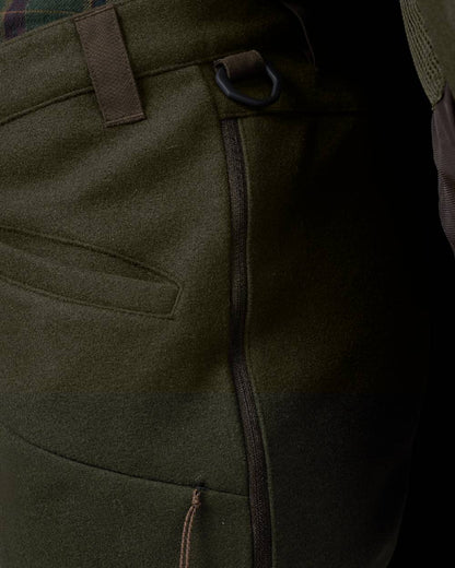 Willow Green Coloured Harkila Metso Womens Hybrid Trousers on white background #colour_willow-green