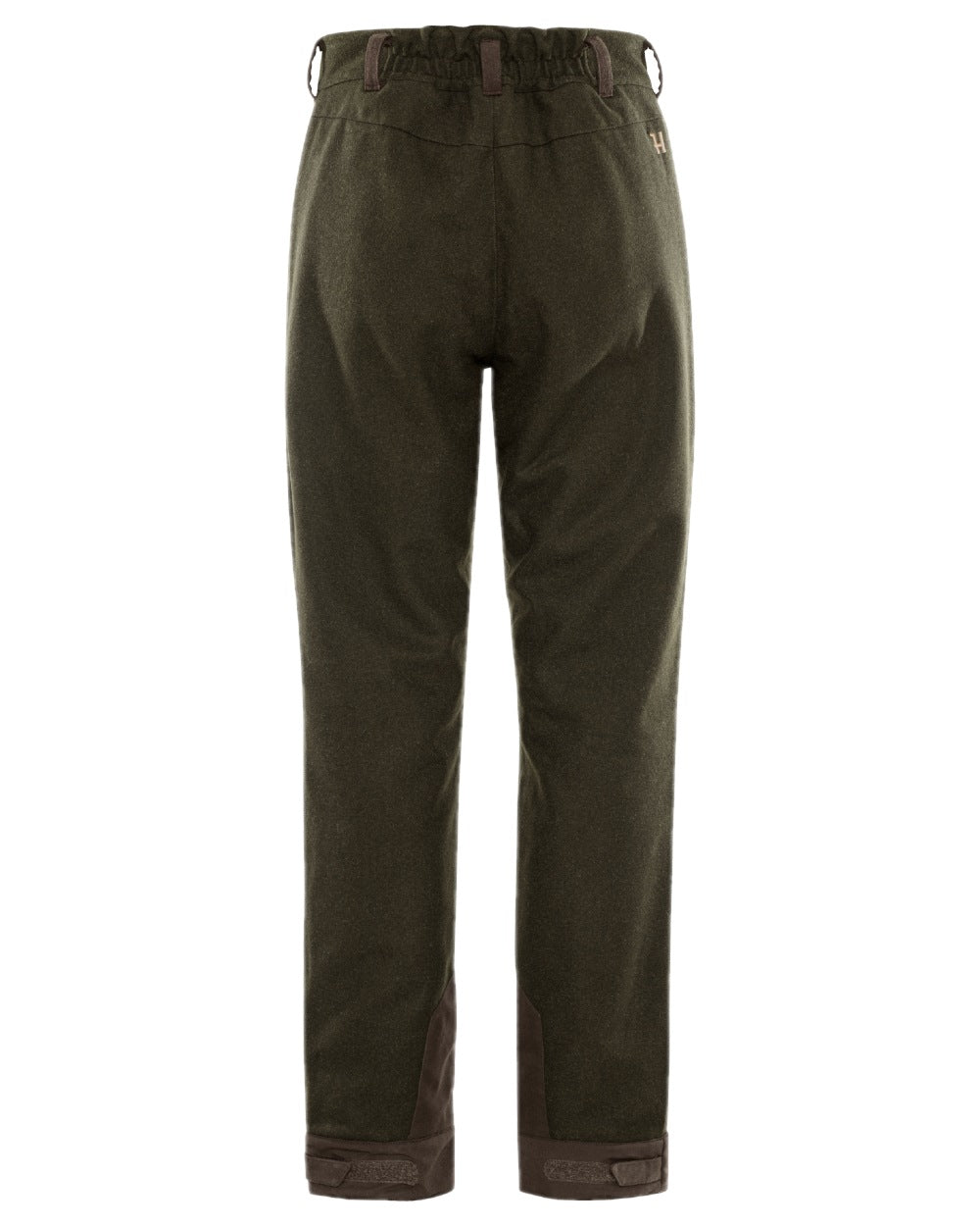 Willow Green Shadow Brown Coloured Harkila Metso Womens Winter Trousers on white background #colour_willow-green-shadow-brown