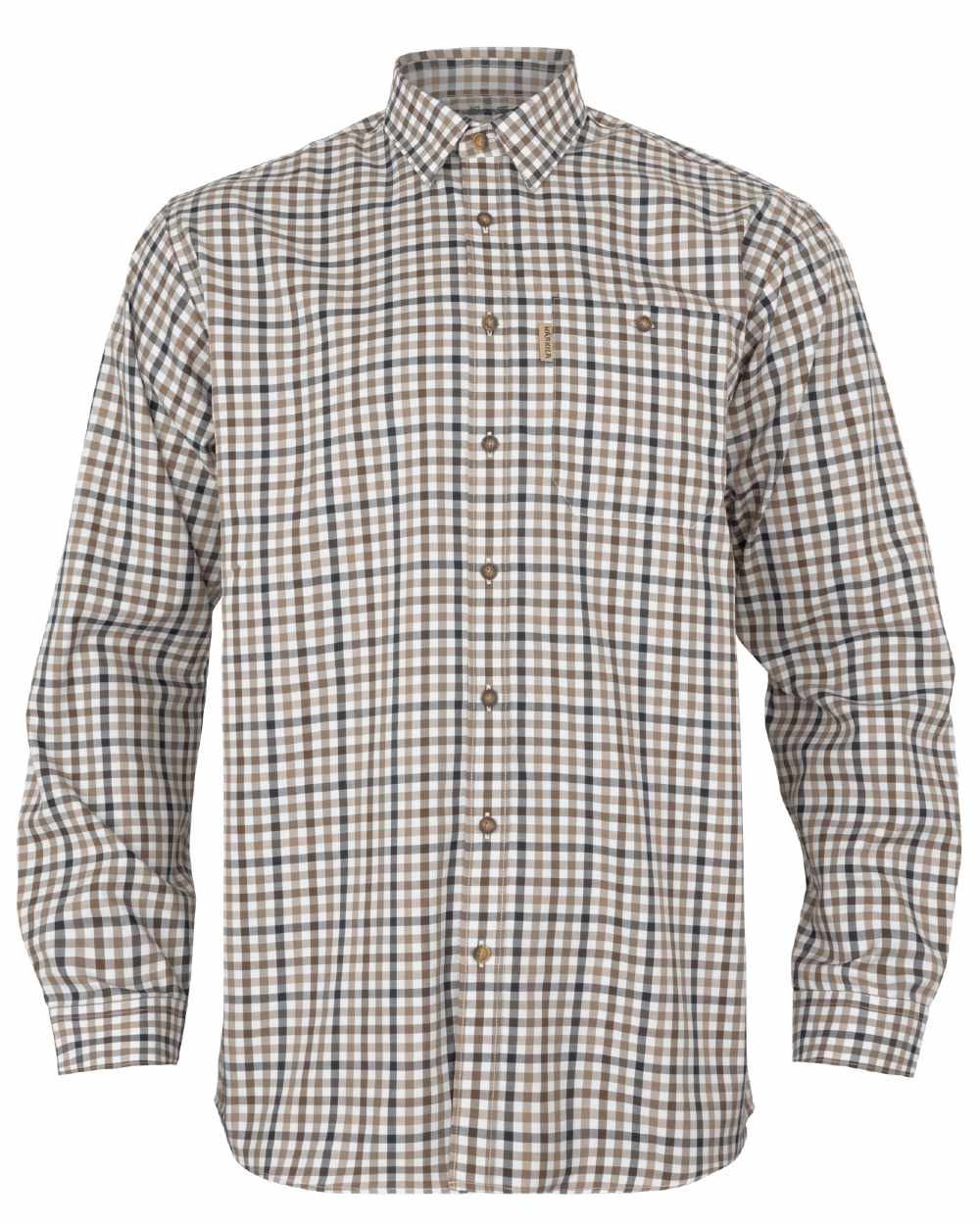 Blue Beige Check Coloured Harkila Milford Shirt on white background #colour_blue-beige-check
