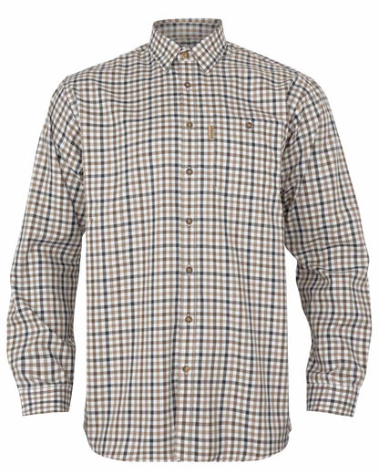 Blue Beige Check Coloured Harkila Milford Shirt on white background #colour_blue-beige-check