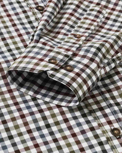 Burgundy Check Coloured Harkila Milford Shirt on white background #colour_burgundy-check