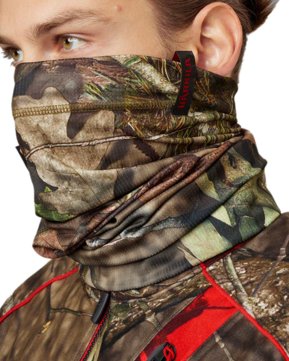 MossyOak Break-Up Country Coloured Harkila Moose Hunter 2.0 Neck Gaiter on white background #colour_mossyoak-break-up-country