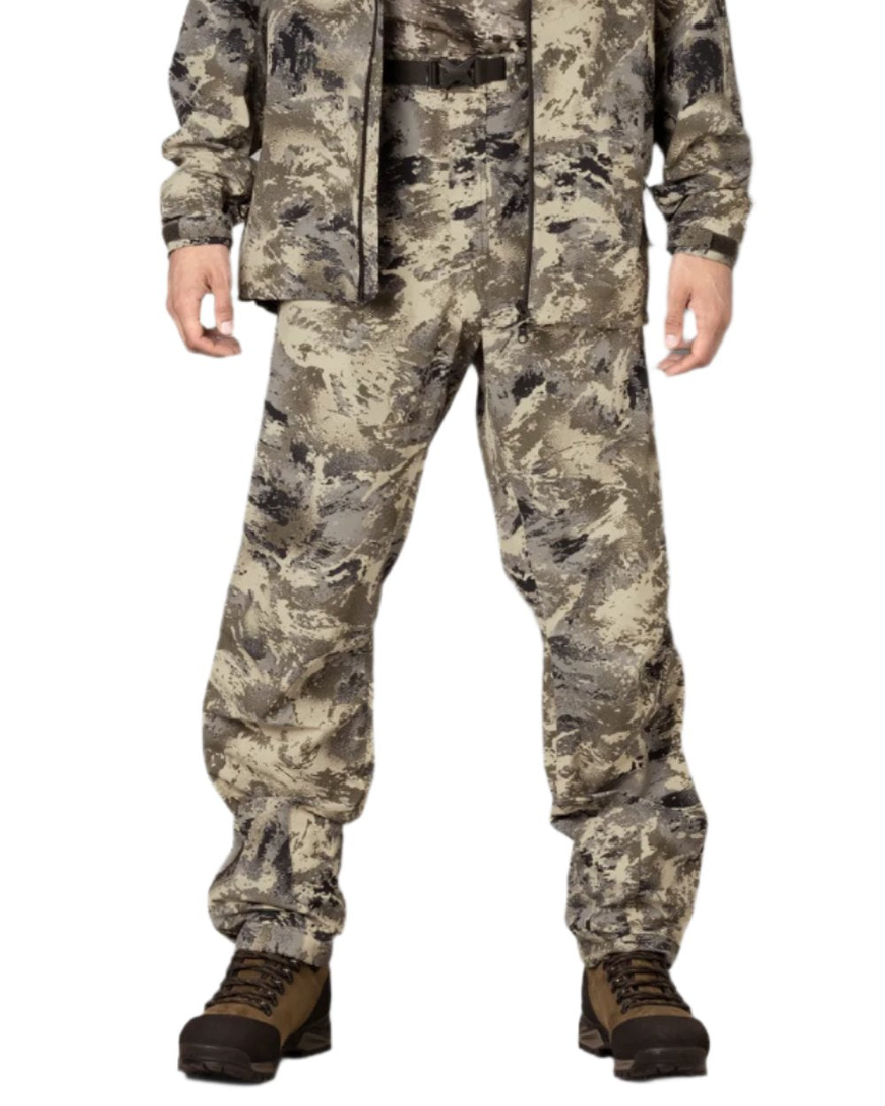 AXIS Mountain Coloured Harkila Mountain Hunter Expedition HWS Packable Trousers on white background #colour_axis-mountain