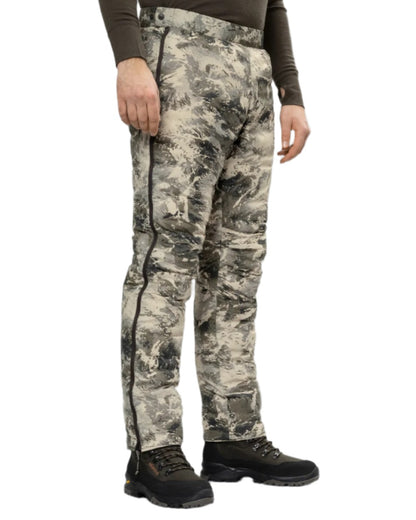AXIS Mountain Coloured Harkila Mountain Hunter Expedition Packable Down Trousers on white background #colour_axis-mountain