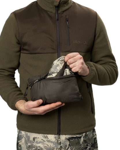 AXIS Mountain Shadow Brown Coloured Harkila Mountain Hunter Expedition Reversible Down Waistcoat on white background #colour_axis-mountain-shadow-brown