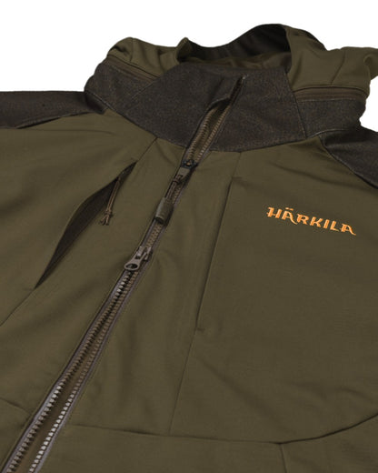 Willow Green Coloured Harkila Mountain Hunter Hybrid Jacket on white background #colour_willow-green