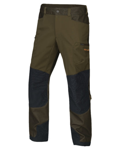 Willow Green Coloured Harkila Mountain Hunter Hybrid Trousers on white background #colour_willow-green
