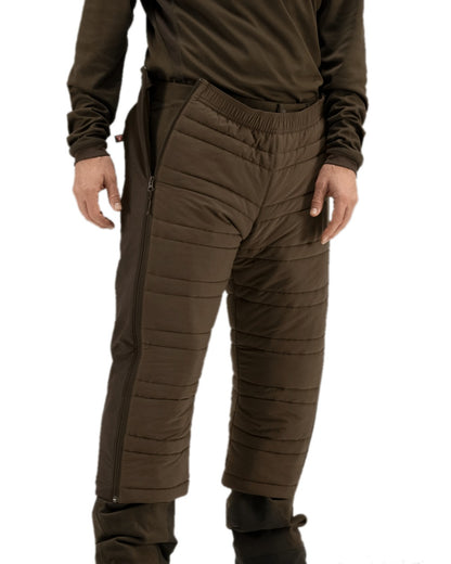 Hunting Green Shadow Brown Coloured Harkila Mountain Hunter Insulated Breeks on white background #colour_hunting-green-shadow-brown