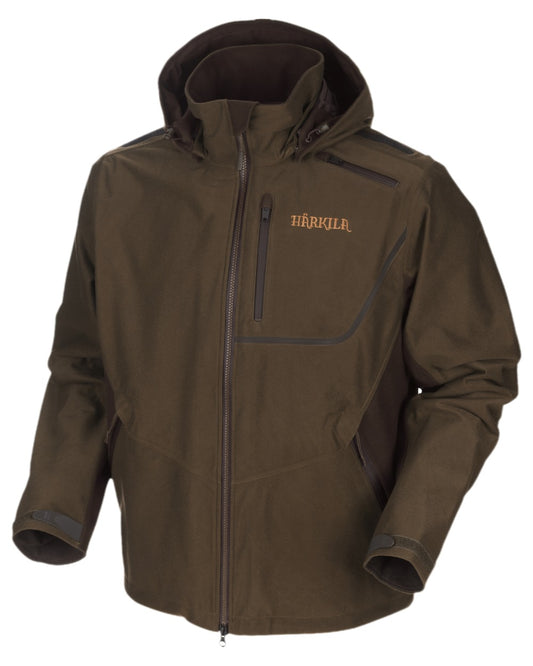 Hunting Green Shadow Brown Coloured Harkila Mountain Hunter Jacket on white background #colour_hunting-green-shadow-brown