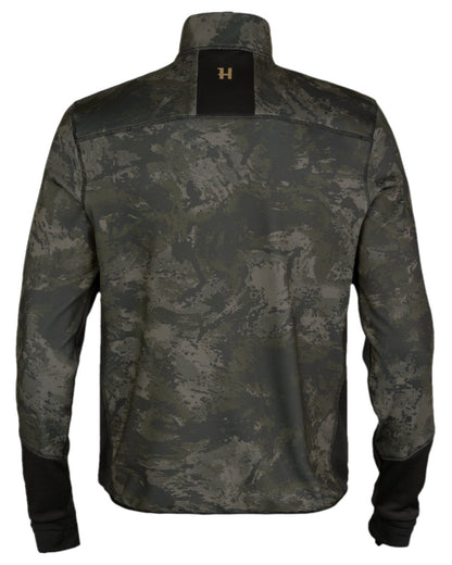 AXIS Black Black Coloured Harkila NOCTYX Camo Fleece Jacket on white background #colour_axis-black-black