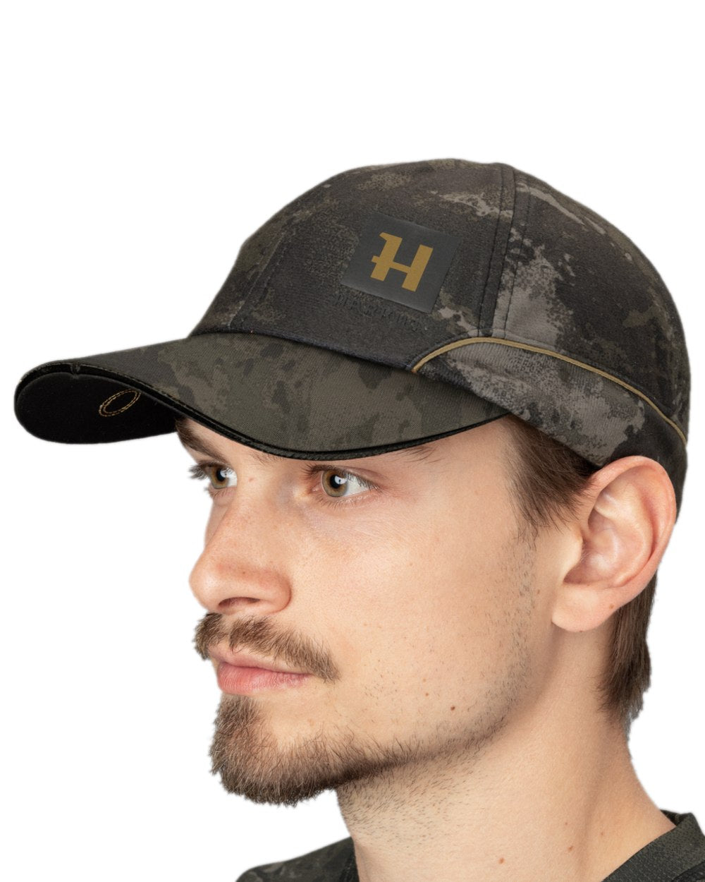 AXIS Black Black Coloured Harkila NOCTYX Camo Light Cap on white background #colour_axis-black-black