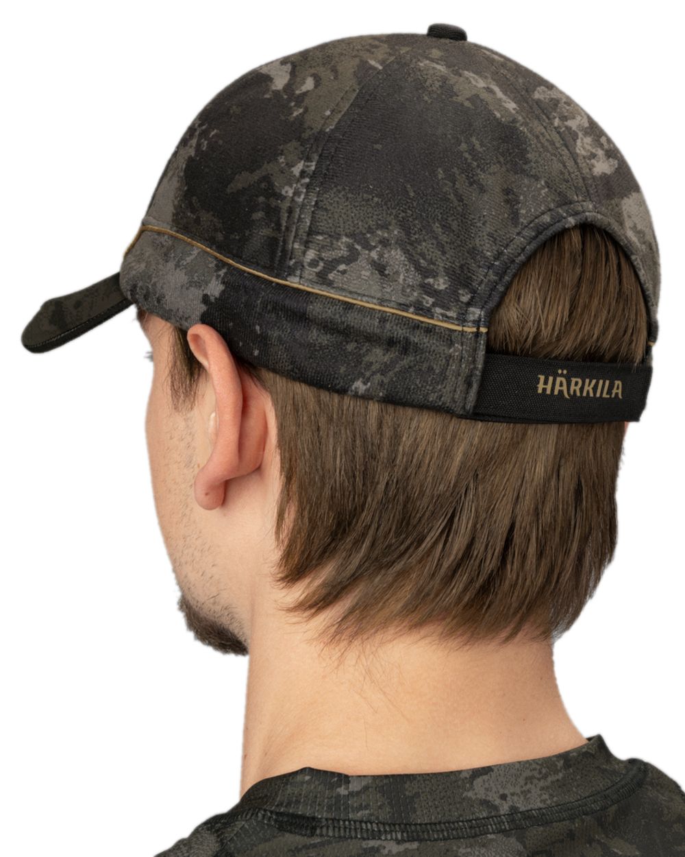 AXIS Black Black Coloured Harkila NOCTYX Camo Light Cap on white background #colour_axis-black-black