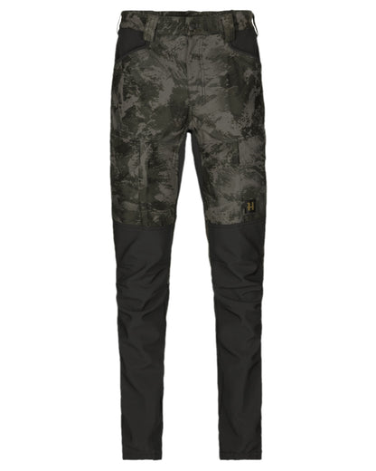 AXIS Black Black Coloured Harkila NOCTYX Camo Silent Trousers on white background #colour_axis-black-black