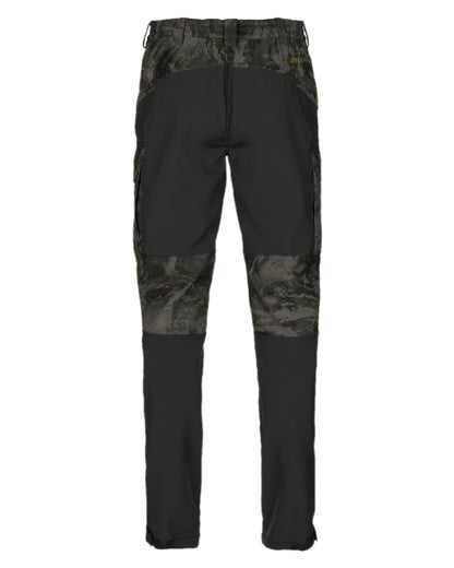 AXIS Black Black Coloured Harkila NOCTYX Camo Silent Trousers on white background #colour_axis-black-black