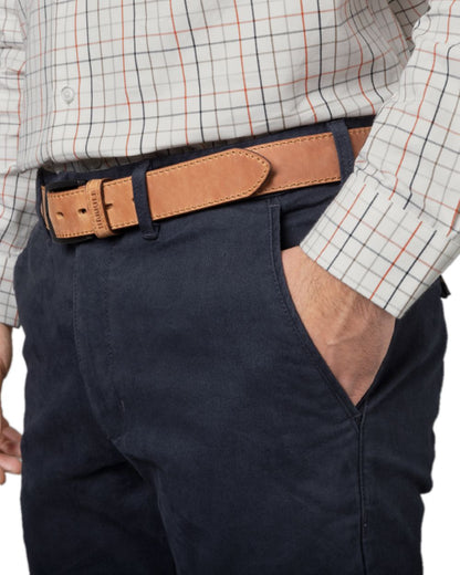 Dark Navy Coloured Harkila Norberg Chinos on white background #colour_dark-navy